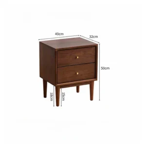 Black walnut two drawer nightstand dimensions with 40 by 32 by 50cm sizes