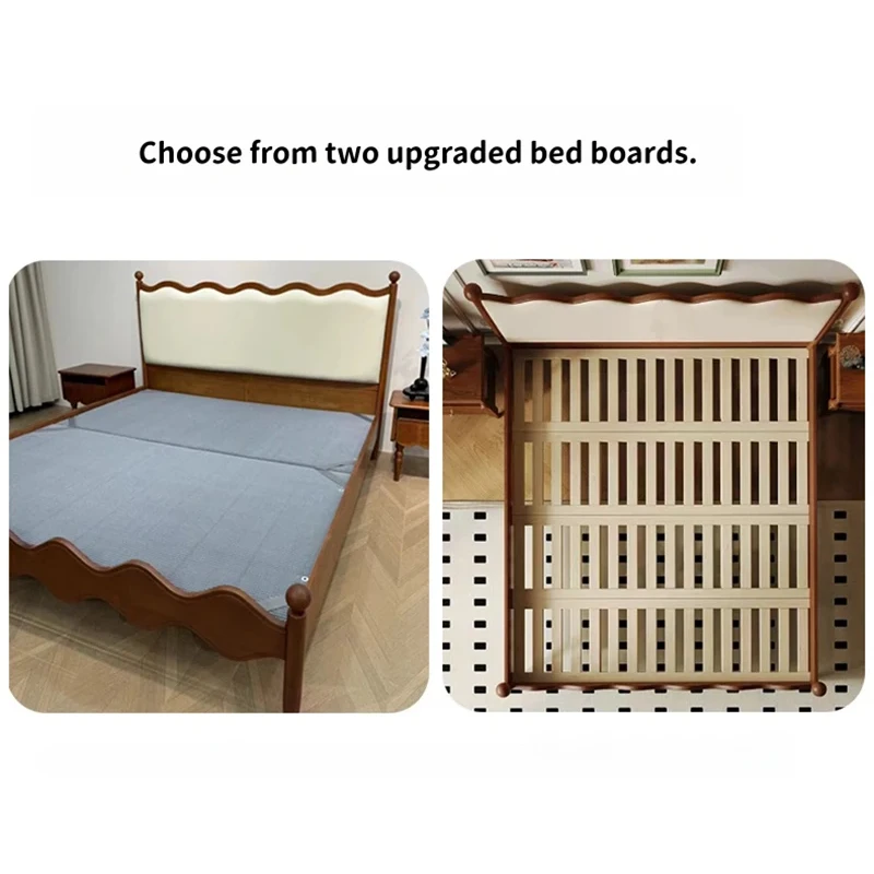 Two upgraded headboard board options shown for the wavy platform bed