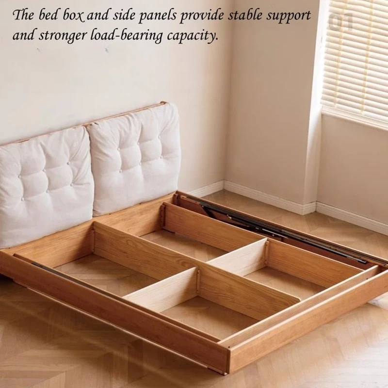 Cherry storage bed internal compartment layout with divided storage zones