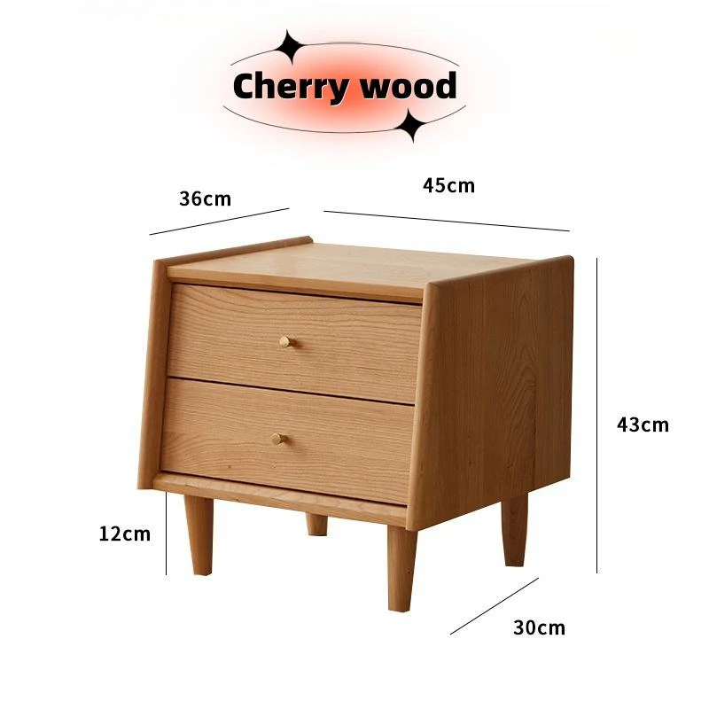 cherry-wood-2-drawer-nightstand-dimensions-measurement Cherry wood two-drawer nightstand dimensions measurement drawing