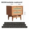 Cherry wood 2 drawer nightstand with rattan cane door front view
