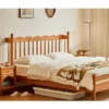Cherry wood bed frame headboard and underbed storage structure view