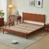 cherry-wood-bed-frame-slatted-base-structure Cherry wood bed frame slatted base structure showing solid wood support