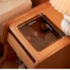 Cherry wood nightstand glass top with jewelry storage inside