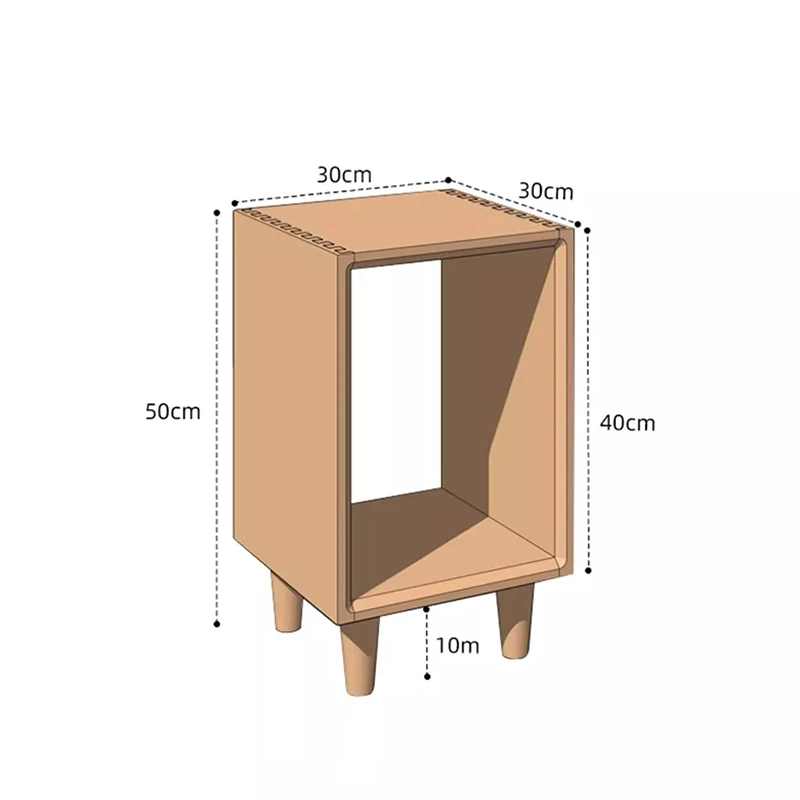 Cherry wood open shelf nightstand bedside table with slim open storage