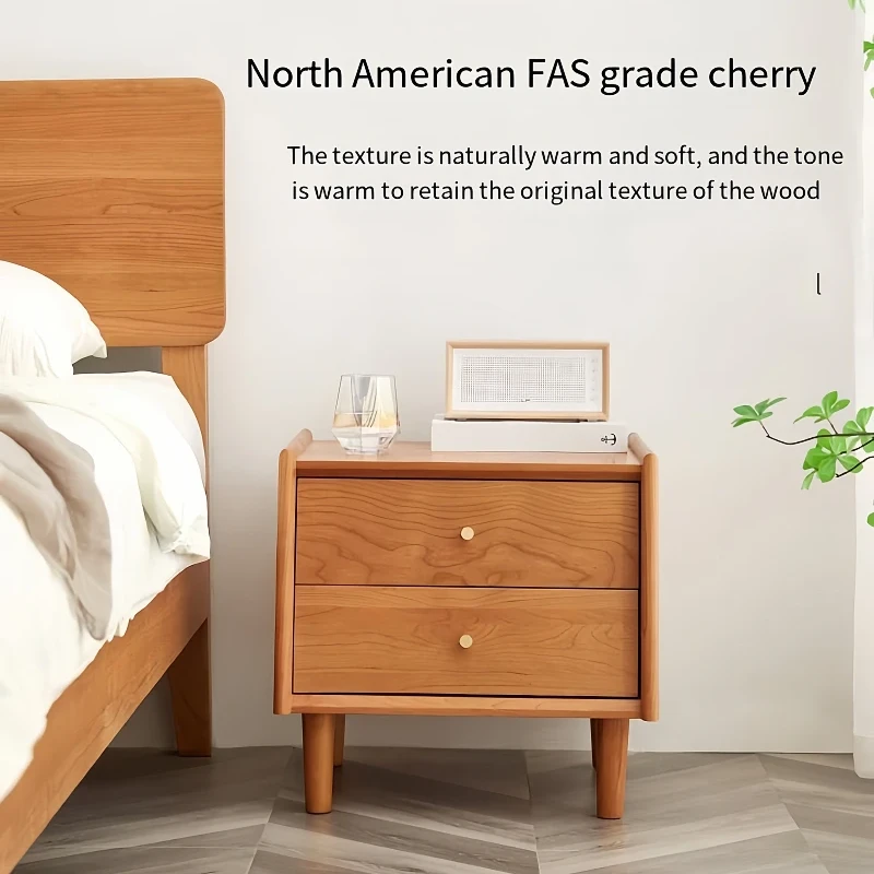 FAS grade cherry nightstand bedroom view showing warm wood texture
