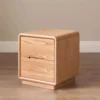 natural-oak-2-drawer-nightstand-rounded-corner-design Natural oak 2 drawer nightstand with rounded corner edge design