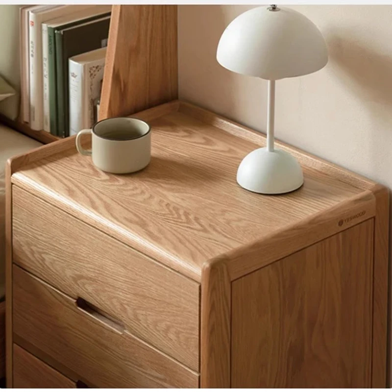 Natural oak 3 drawer nightstand storage version with more capacity