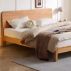 natural-oak-platform-bed-frame-curved-headboard Natural oak platform bed frame with curved headboard front product view
