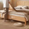 oak-bed-footboard-height-measurement-detail Oak Platform Bed with Woven Rattan Headboard