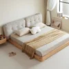 oak-bed-headboard-baseboard-gap-fitting-detail Oak bed headboard baseboard gap fitting detail with 10cm clearance