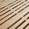 oak-bed-slatted-base-wood-grain-texture Oak bed slatted base with visible wood grain texture close up