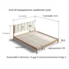 Oak cream upholstered bed dimensions diagram with size markings