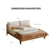 Oak fabric headboard bed dimension parameters chart with sizes