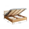 oak-gas-lift-storage-bed-dimensions-diagram Oak gas lift storage bed dimensions diagram with length, width and height markings