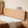 oak-headboard-book-storage-side-view Oak headboard book storage side view showing open shelf compartments