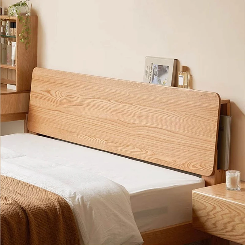 oak-headboard-book-storage-side-view Oak headboard book storage side view showing open shelf compartments