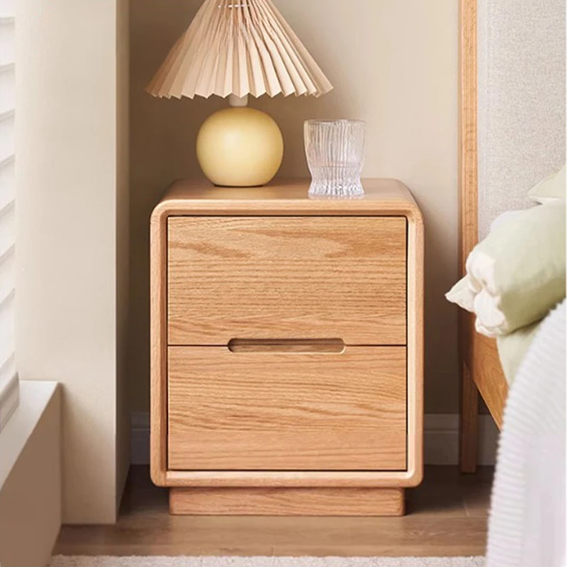 oak-nightstand-bedside-table-bedroom-lifestyle-scene Oak nightstand bedside table in a warm bedroom lifestyle scene