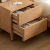oak-nightstand-drawers-open-storage-detail Oak nightstand drawers open showing internal storage detail