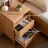 oak-nightstand-dual-drawers-open-storage-detail Oak nightstand dual drawers open showing storage detail