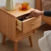 Oak nightstand open drawer storage with dovetail joint detail