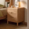 Oak nightstand raised top edge showing fine wood grain texture
