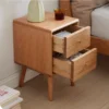 Oak nightstand splayed legs with height measurement drawing view