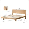 oak-platform-bed-dimensions-diagram Oak platform bed dimensions diagram with length, width and height labels
