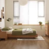 oak-platform-bed-size-reference-view Oak platform bed size reference view with height and width measurements