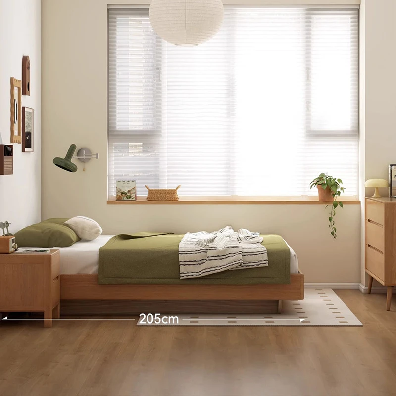 oak-platform-bed-size-reference-view Oak platform bed size reference view with height and width measurements