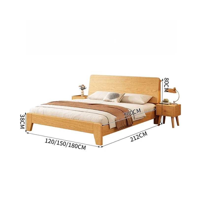 oak-platform-bed-with-nightstand-dimensions Oak platform bed with nightstand dimensions diagram for bedroom layout