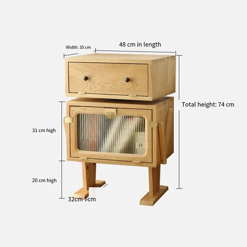 oak-stacking-nightstand-dimensions-diagram Oak stacking nightstand dimensions diagram with size measurements
