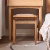 Solid ash wood vanity stool with backrest under dressing table