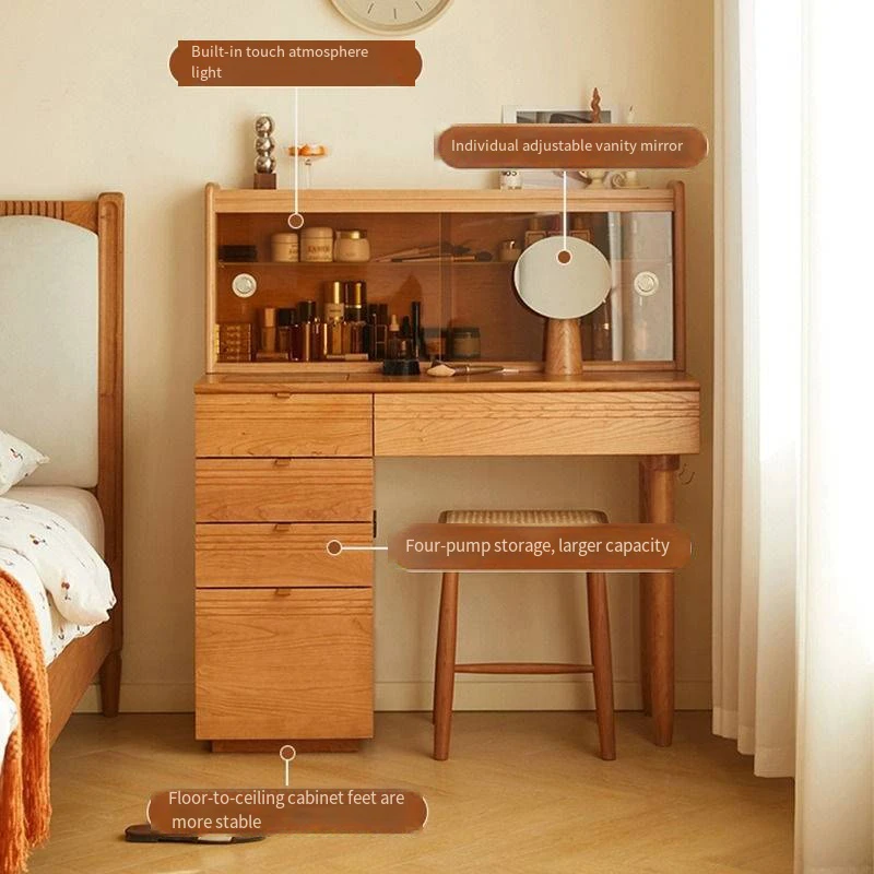 solid-cherry-wood-vanity-dressing-table-with-led-light Solid cherry wood vanity dressing table with built in LED light