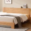 solid-oak-platform-bed-frame-underbed-storage Solid oak platform bed frame with underbed storage and headboard storage ledge