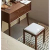 Solid wood dressing stool front view with leg stretcher bars