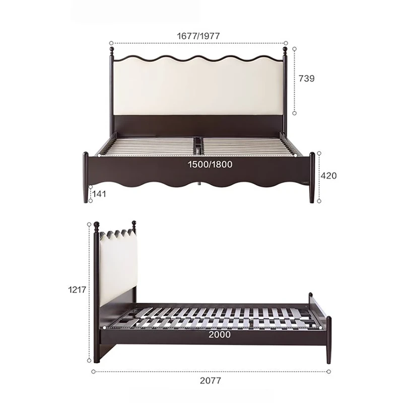 Upholstered platform bed dimensions measurement diagram with frame sizes