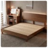 walnut-bed-frame-slatted-base-led-headboard Walnut bed frame with ventilated slatted base and LED headboard panel