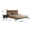 walnut-bed-frame-with-nightstand-dimensions Walnut bed frame with nightstand dimension diagram for bedroom planning