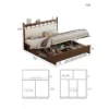 Walnut gas lift storage bed dimensions diagram showing lifted base and storage