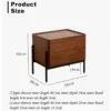 Walnut nightstand black metal frame product size drawing