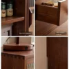 walnut-vanity-desk-lifestyle-scene Walnut vanity desk with mirror and stool in warm lifestyle scene