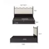 Wavy bed frame dimensions measurement chart with full size details