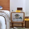 Wide open nightstand size dimensions diagram with product measurements